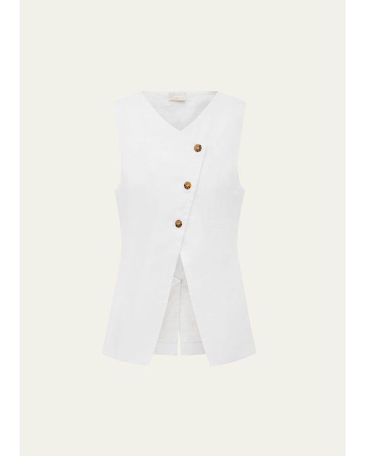Posse Natural Gigi Cutaway Asymmetric Linen Vest