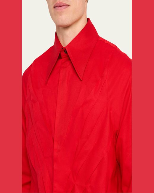 Bianca Saunders Red Multi-Pleat Poplin Blouson Jacket for men
