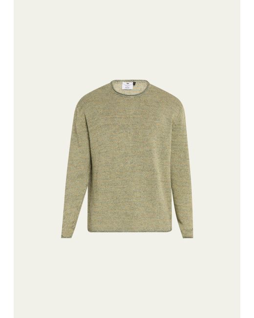 Inis Meáin Green Linen Knit Crewneck Sweater for men