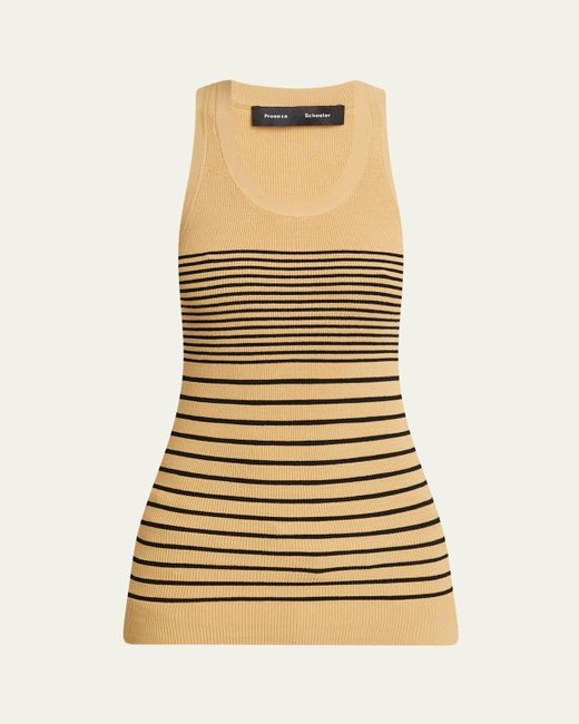 Proenza Schouler Natural Roberts Stripe Ribbed Matte Tank Top