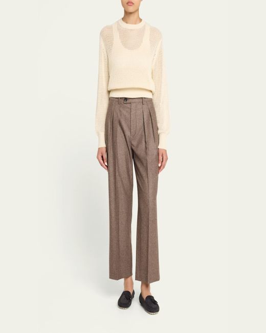 Loro Piana Natural Yurik Wish Cashmere Flannel Trousers