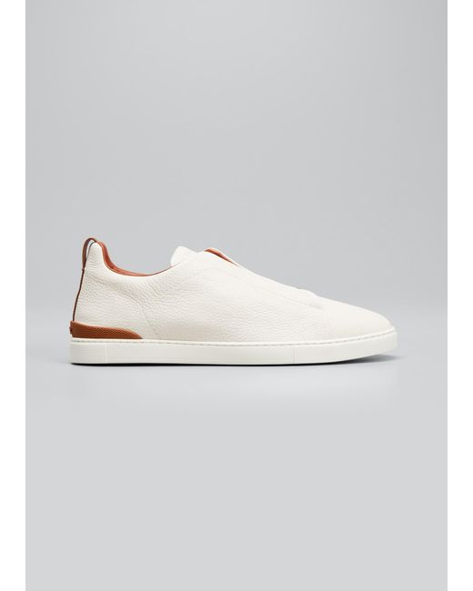 off white deerskin triple stitch sneakers