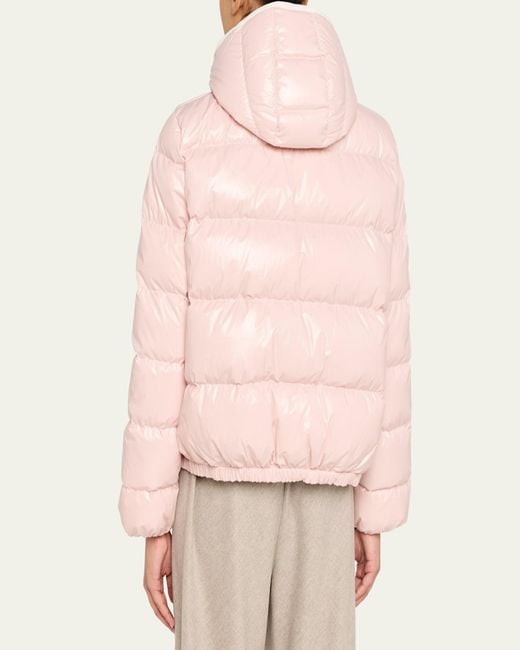 Moncler Pink Andro Hooded Short Down Jacket