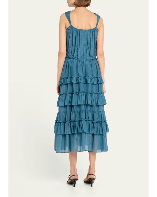 Cinq À Sept Blue Kandra Tiered Skirt Maxi Dress