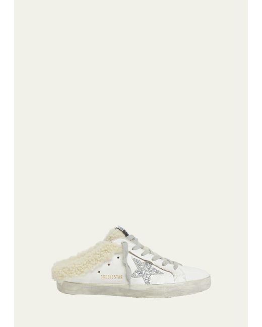 Golden Goose Superstar Sabot Shearling Slide Sneakers in Natural