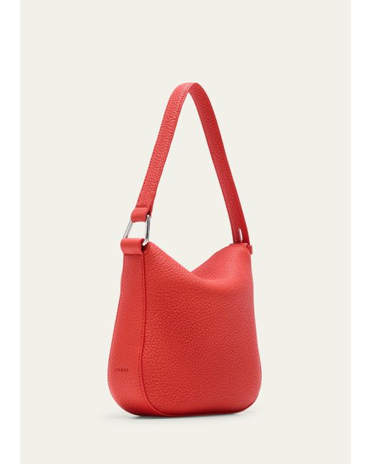 Akris Red Anna Mini Leather Hobo Bag