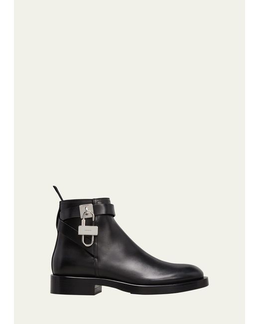 Givenchy Black Padlock Leather Ankle Boots for men