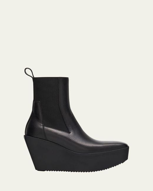 Rick Owens Black Sliver Leather Platform Beatle Boots
