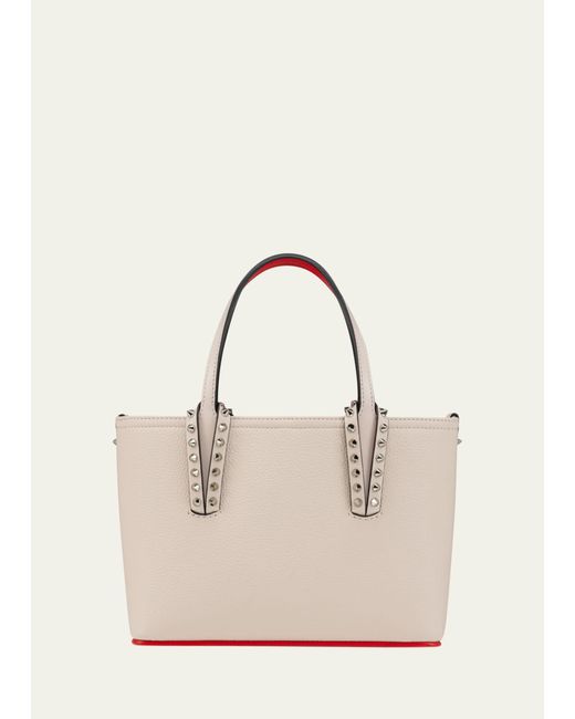 Christian Louboutin Natural Cabata Mini Tote In Grained Leather