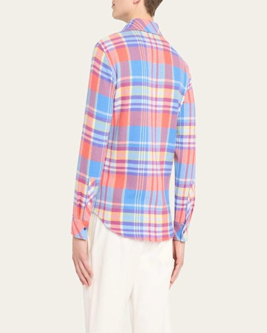 God's True Cashmere White Bright Plaid Sport Shirt With for men