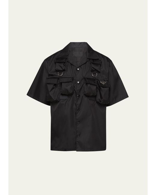 Prada Black Re-nylon Multi-pocket Shirt for men