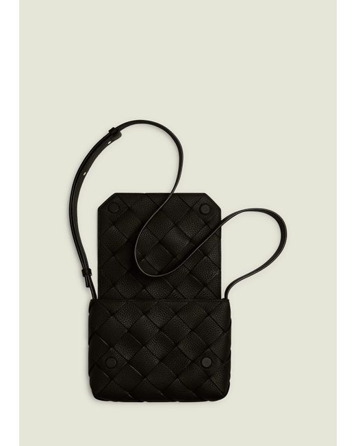 Bottega Veneta Black Small Intreccio Leather Crossbody Bag for men