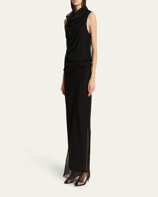 Khaite Black Jeanty Long Silk Gauze Dress