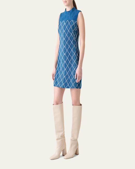 Akris Punto Blue Sheath Dress With Diamond Jacquard