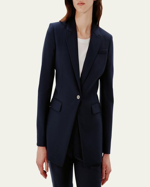 Another Tomorrow Blue Single Button Blazer Jacket