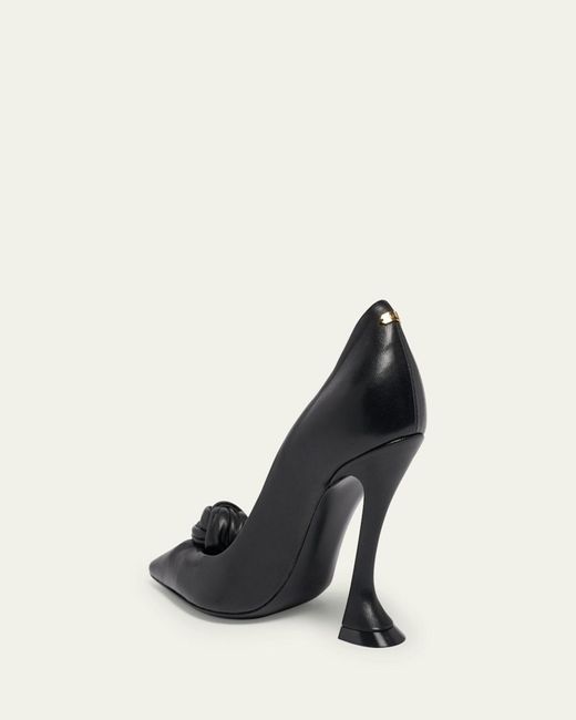 Lanvin Black Leather Bow Pumps
