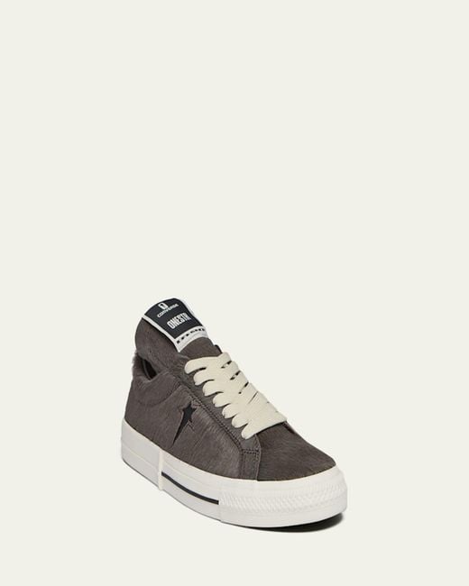 Rick Owens White X Converse Onestr Calf Hair Low-Top Sneakers for men