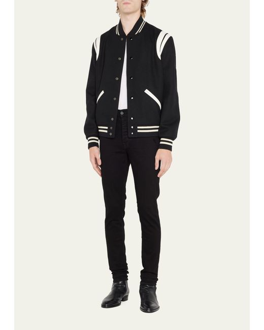 Saint Laurent Black Teddy Wool-blend Bomber Jacket for men