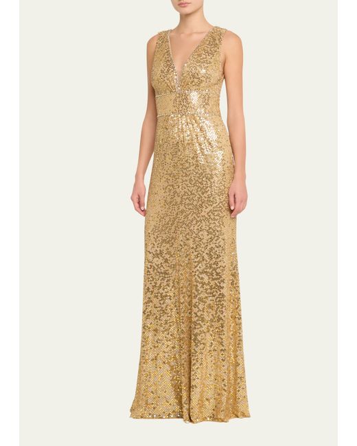 Jenny Packham Natural Cygnet Sequined Crystal Gown