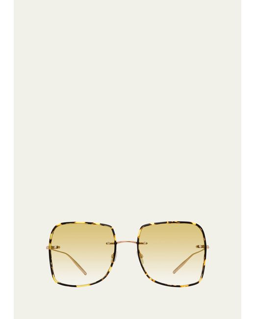 Barton Perreira Natural Sharona Golden Titanium Square Sunglasses