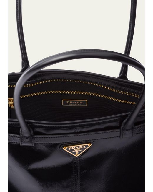 Prada Black Buckle Leather Shoulder Bag