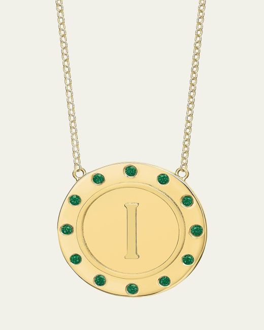 Tracee Nichols Metallic 14K Initial Token Necklace With Emeralds