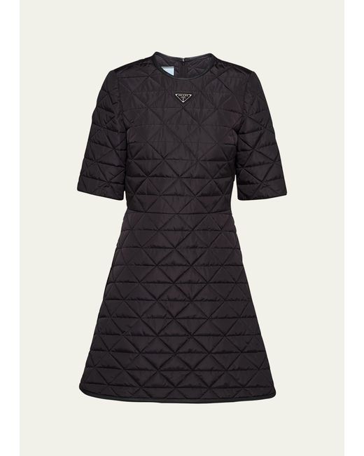 Prada Black Re-nylon Quilted Mini Dress