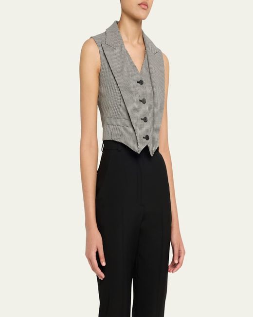 Alexander McQueen Gray Upturned Lapel Single-Breasted Houndstooth Vest