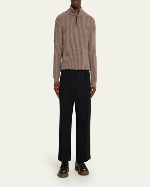 Iris Von Arnim Brown Eugene Half-Zip Cashmere Pullover for men