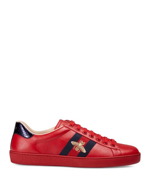 gucci ace embroidered sneaker red