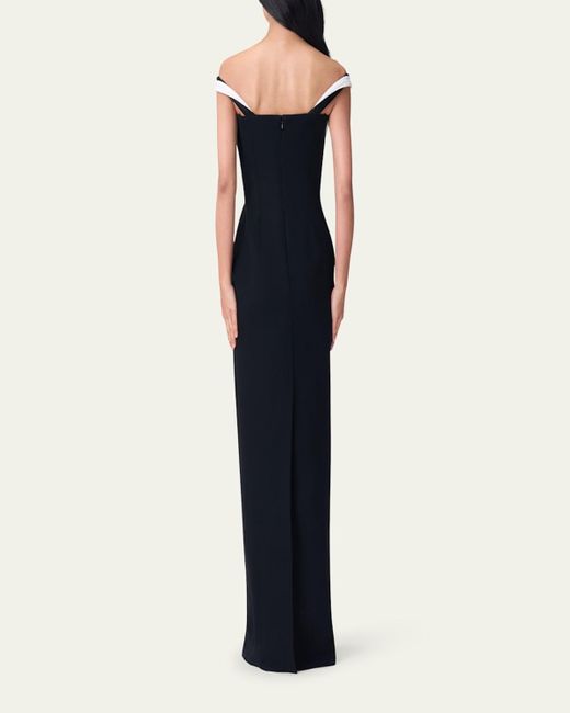 Gaurav Gupta Blue Orbital Interplay Off-Shoulder Column Gown