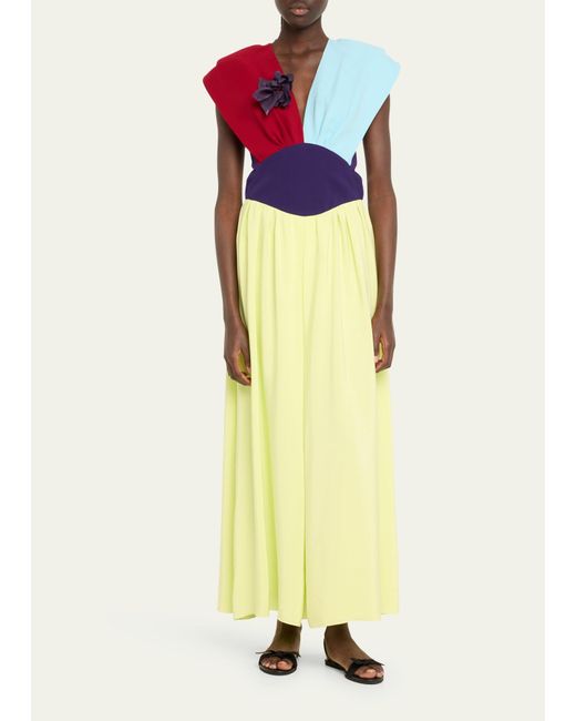 Rosie Assoulin Yellow In Full Bloom Colorblock Dress