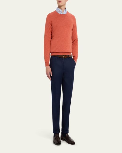 Brunello Cucinelli Orange Cashmere Crewneck Sweater for men