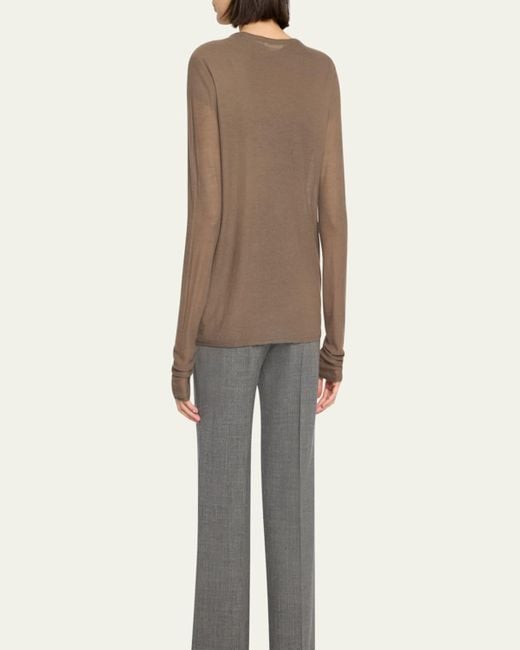 The Row Natural Kasem V-Neck Fine Cashmere Cardigan