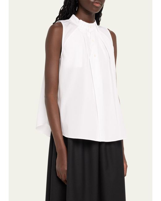 Noir Kei Ninomiya White Pintuck Poplin Sleeveless Blouse