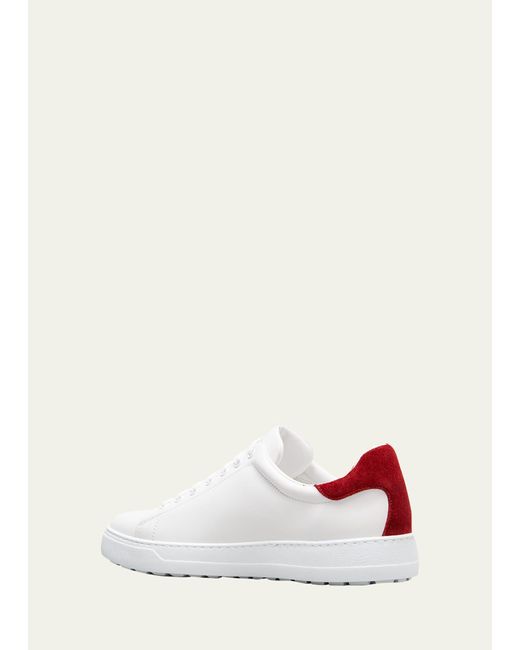Ferragamo White Gancini Mix-leather Low-top Sneakers for men