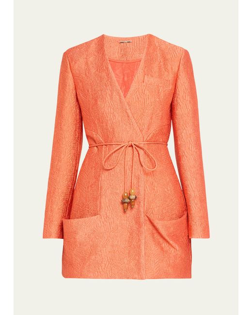 Alexis Orange Marsci Brocade Wrap Mini Dress