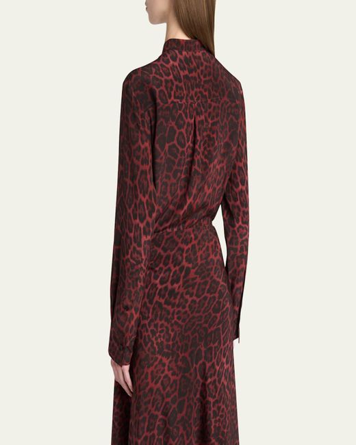 Stella McCartney Brown Ava Henley Leopard Print Blouse