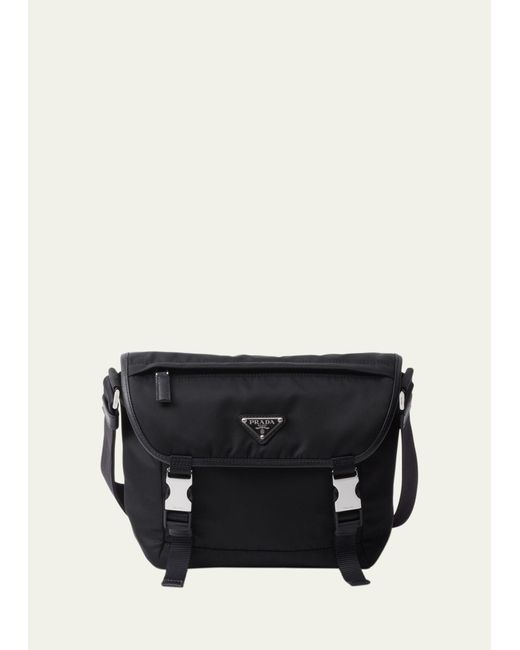 Prada Black Re-nylon And Leather Shoulder Bag for men