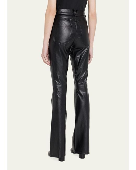 Veronica Beard Black Beverly High Rise Skinny Flared Faux Leather Jeans