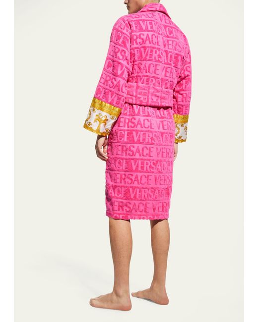 Versace Pink Unisex Barocco Sleeve Robe