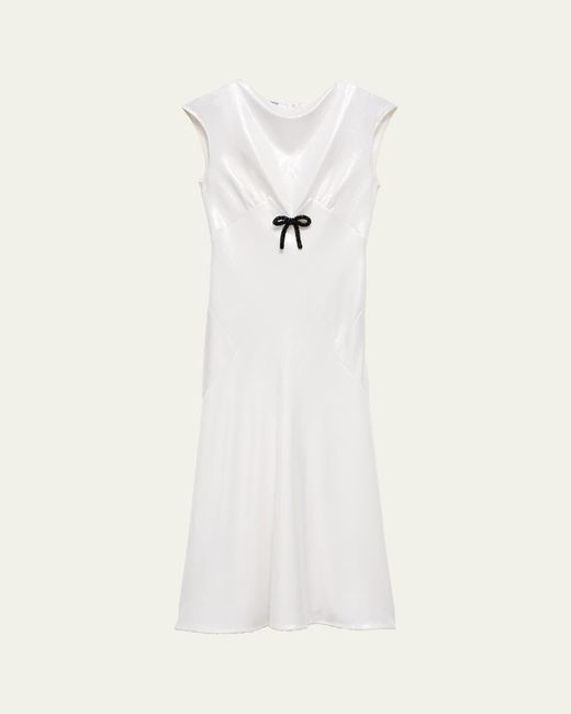 Prada White Sequined Jersey Satin Midi Dress