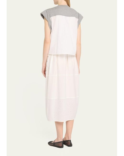 3.1 Phillip Lim White Combo Tiered Sweatshirt Midi Dress