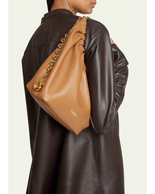 Loewe Brown Small Squeeze Chain Leather Hobo Bag