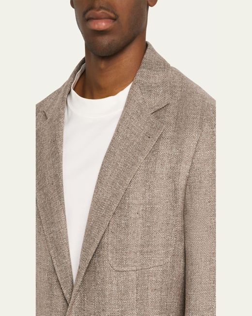 Brunello Cucinelli Natural Textured Chevron Sport Jacket for men