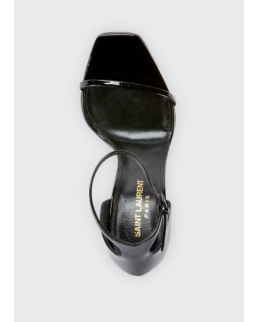 Saint Laurent White Opyum Ysl Logo-Heel Sandals With Golden Hardware
