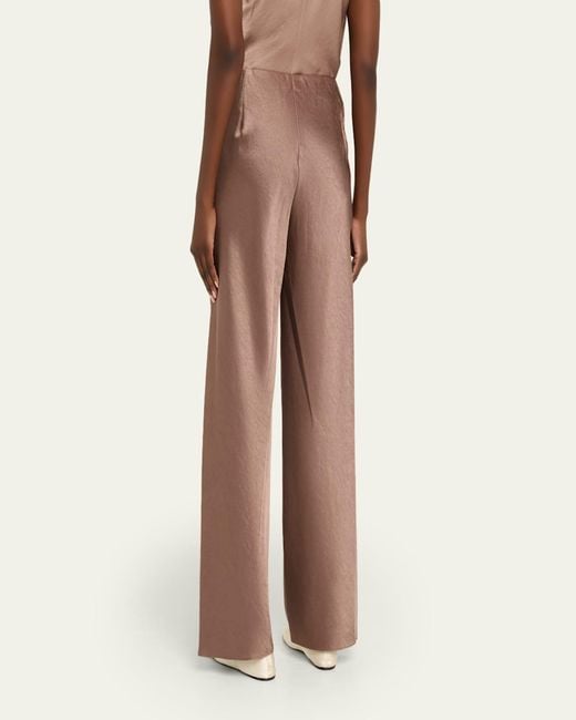 Vince Natural Fluid Bias-Cut Crushed Satin Pants