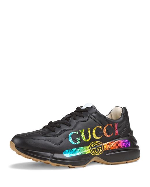 gucci black vintage rhyton sneakers