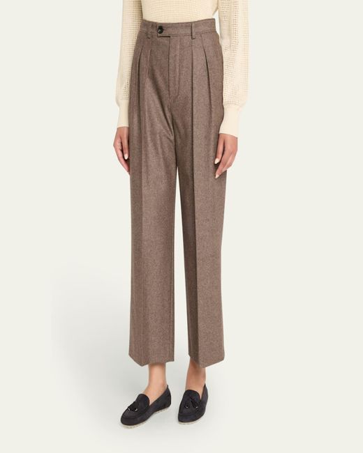 Loro Piana Natural Yurik Wish Cashmere Flannel Trousers
