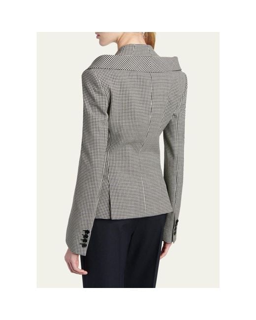 McQueen Gray Gingham Off-The-Shoulder Single-Breasted Jacket